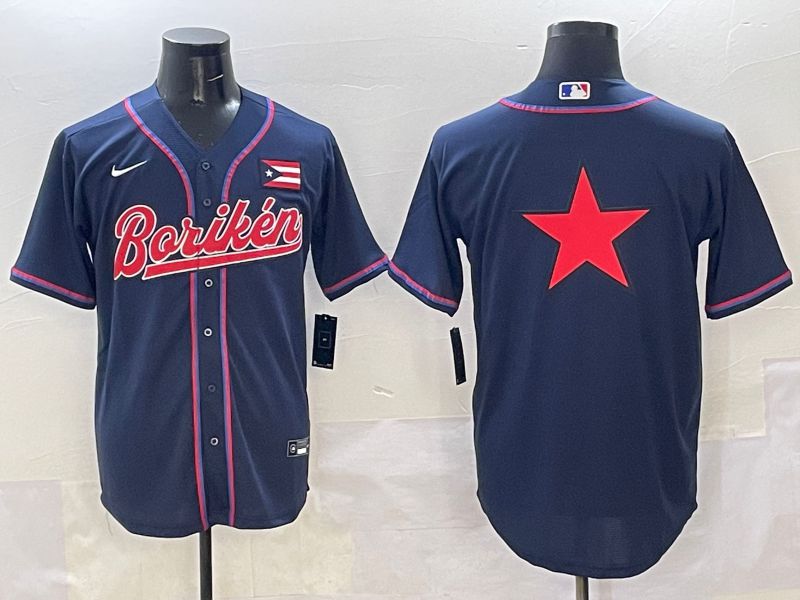 Men Puerto Rico Blank Blue Joint Name 2025 Nike MLB Jersey style 3->more jerseys->MLB Jersey